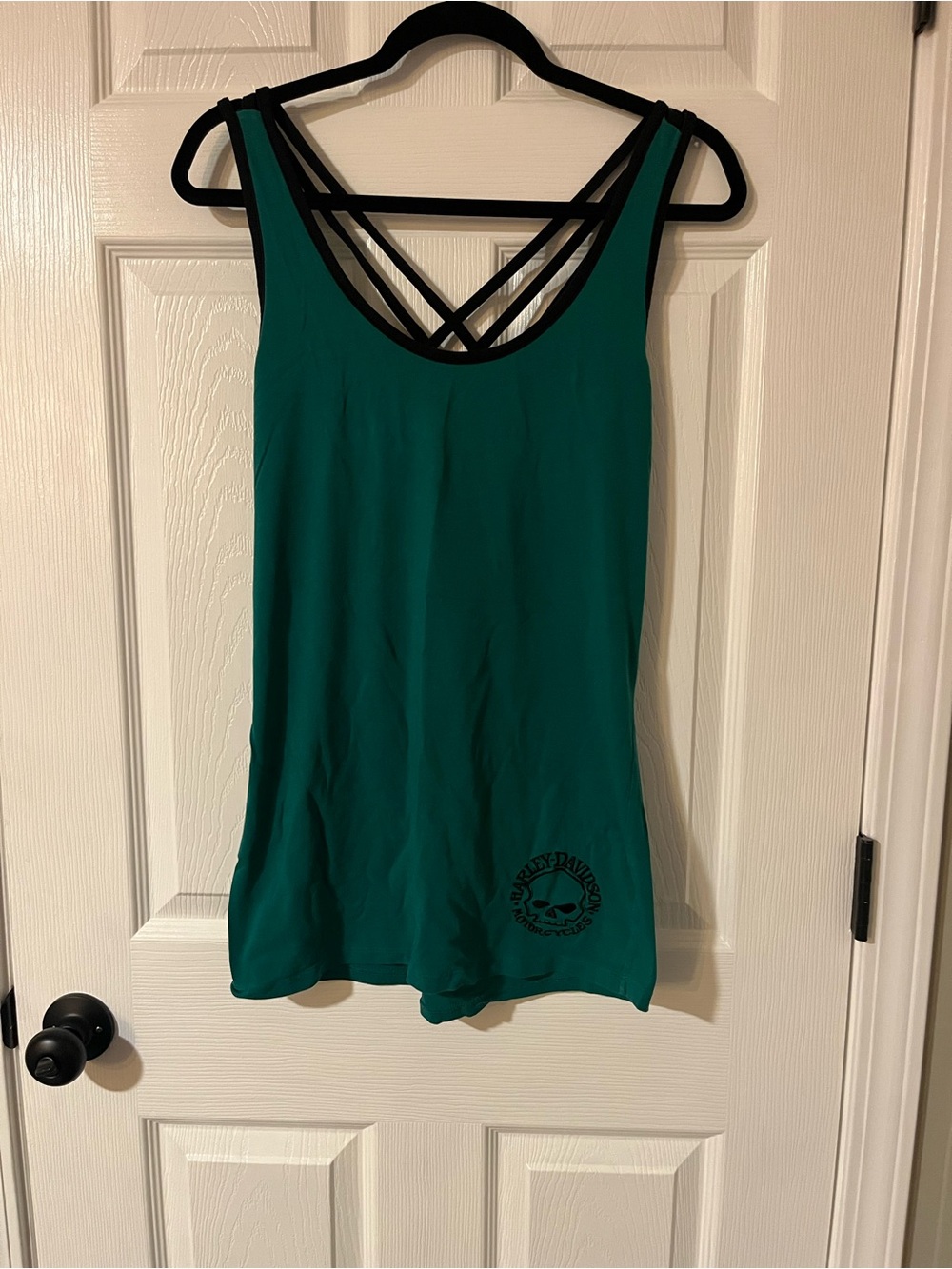 Harley-Davidson Teal Sleeveless Tank with Black Strappy Back